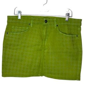 ✨VINTAGE LUX✨ Rich & Skinny Green Houndstooth Mini Skirt